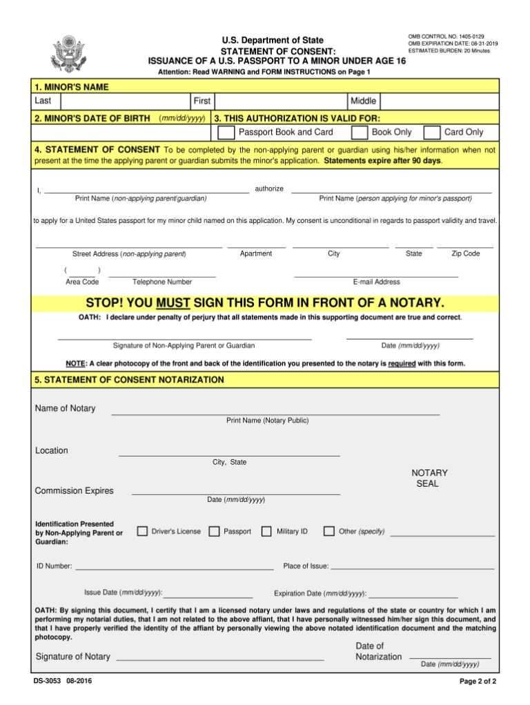 2016 2020 Form DS 3053 Fill Online Printable Fillable