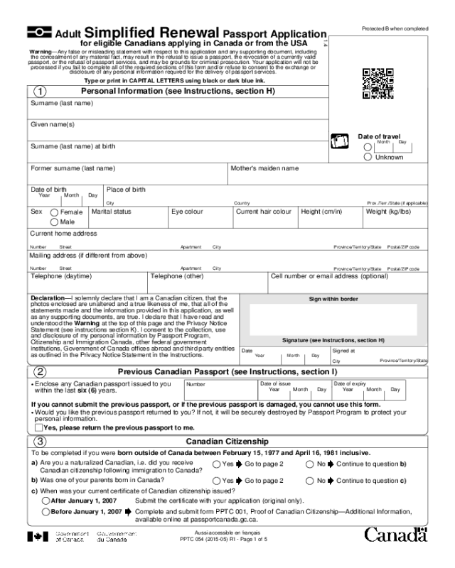 2020 Passport Renewal Form Fillable Printable PDF