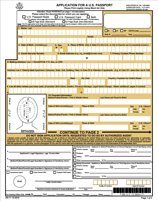 DS 11 New Passport Form Application Guide Passport 