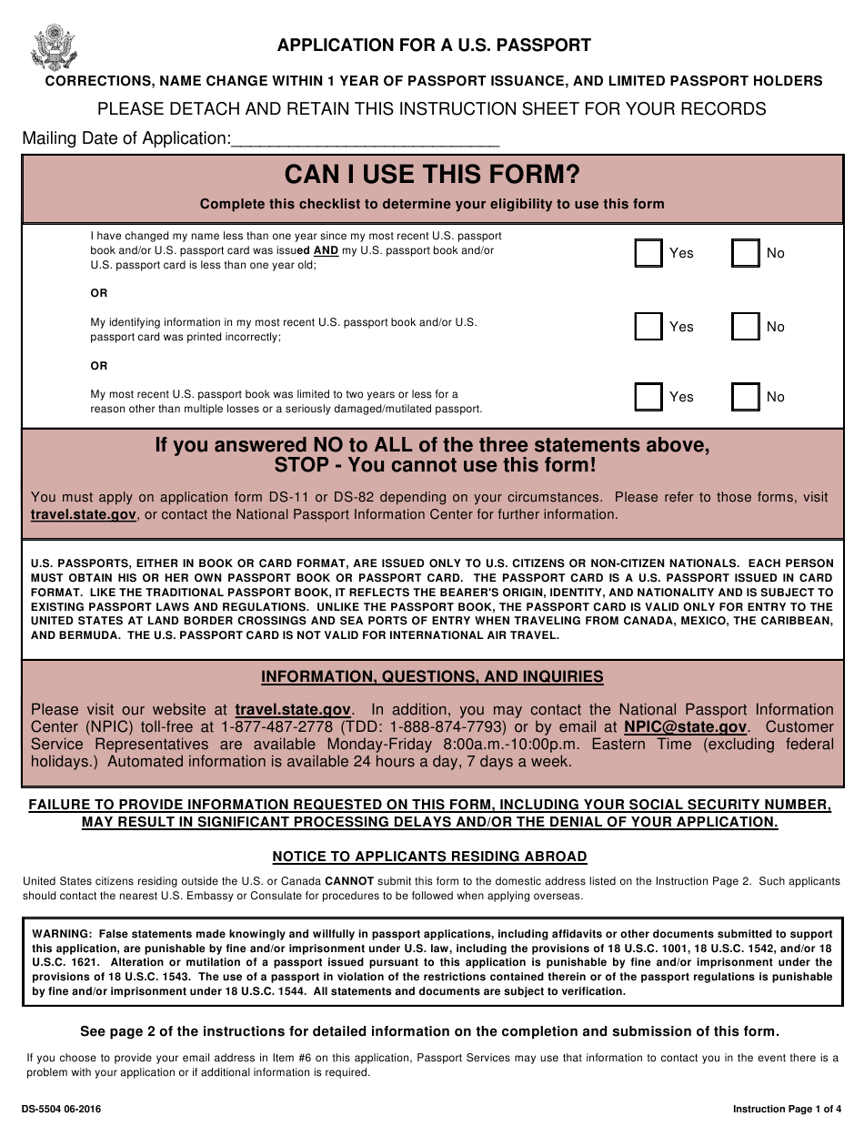 Form DS 5504 Download Printable PDF Or Fill Online 