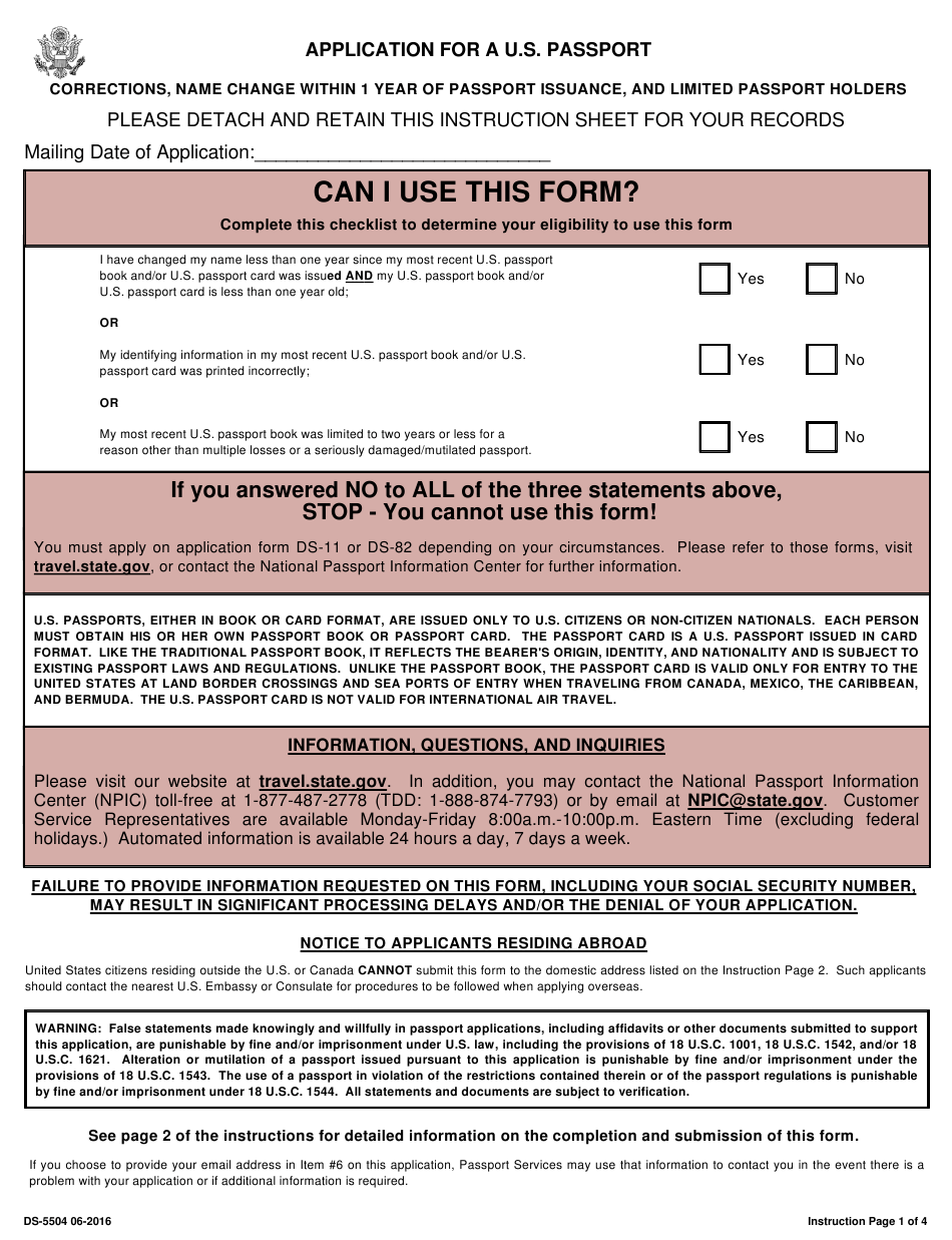 Form DS 5504 Download Printable PDF Or Fill Online Form DS 5504 Download Printable PDF Or Fill Online