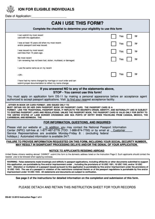 Form Ds 82 U s Passport Renewal Application For