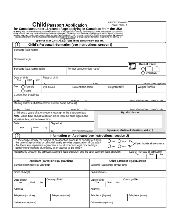 FREE 12 Sample Passport Application Forms In PDF MS 