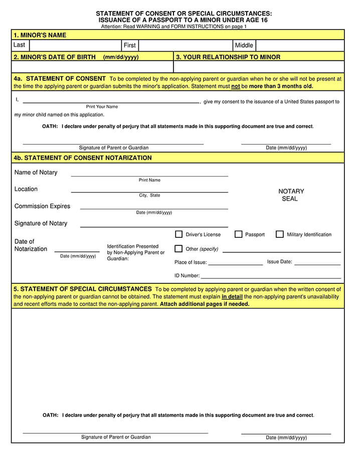 Free Passport Parental Consent Forms Form DS 3053 Word PDF Free Passport Parental Consent Forms Form DS 3053 Word PDF