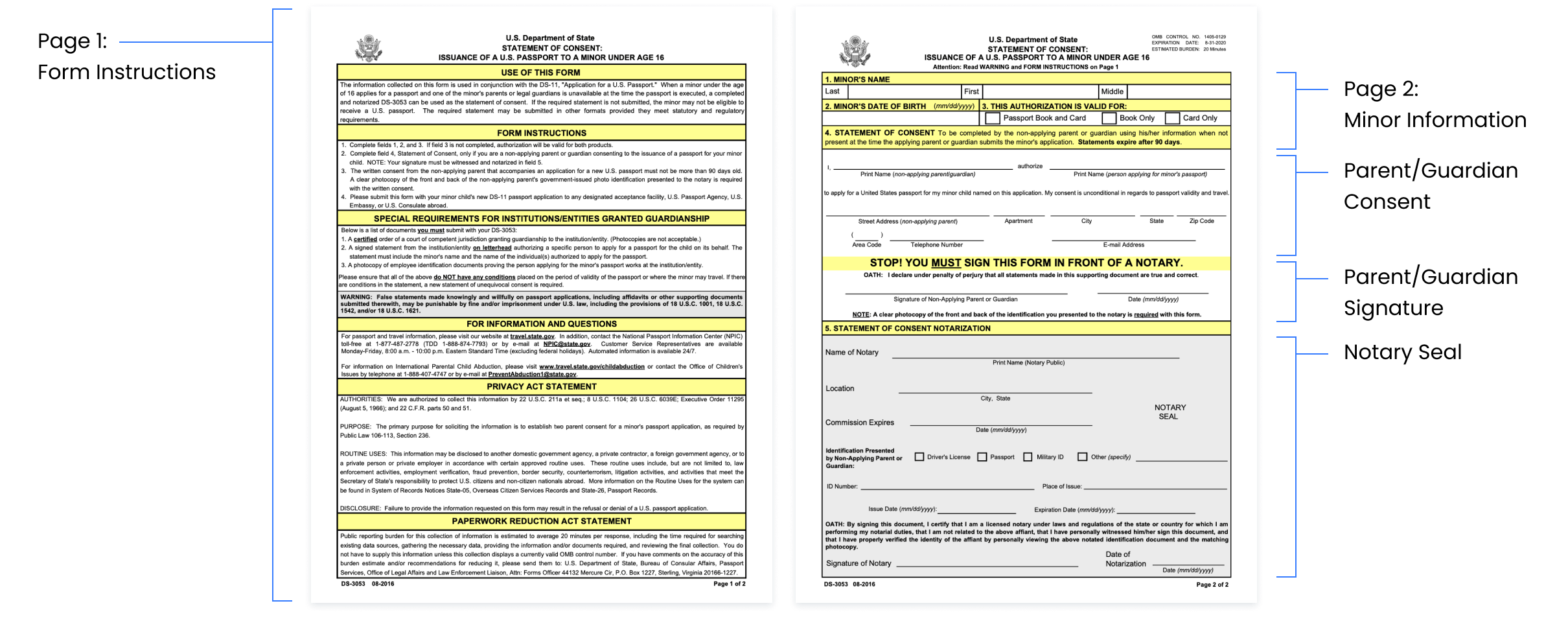 Notarize DS 3053 Form Passport Parental Consent Online 