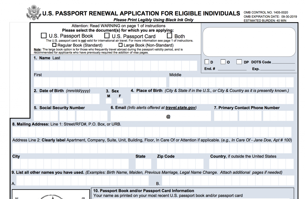  Printable US Passport Renewal Form Passport 