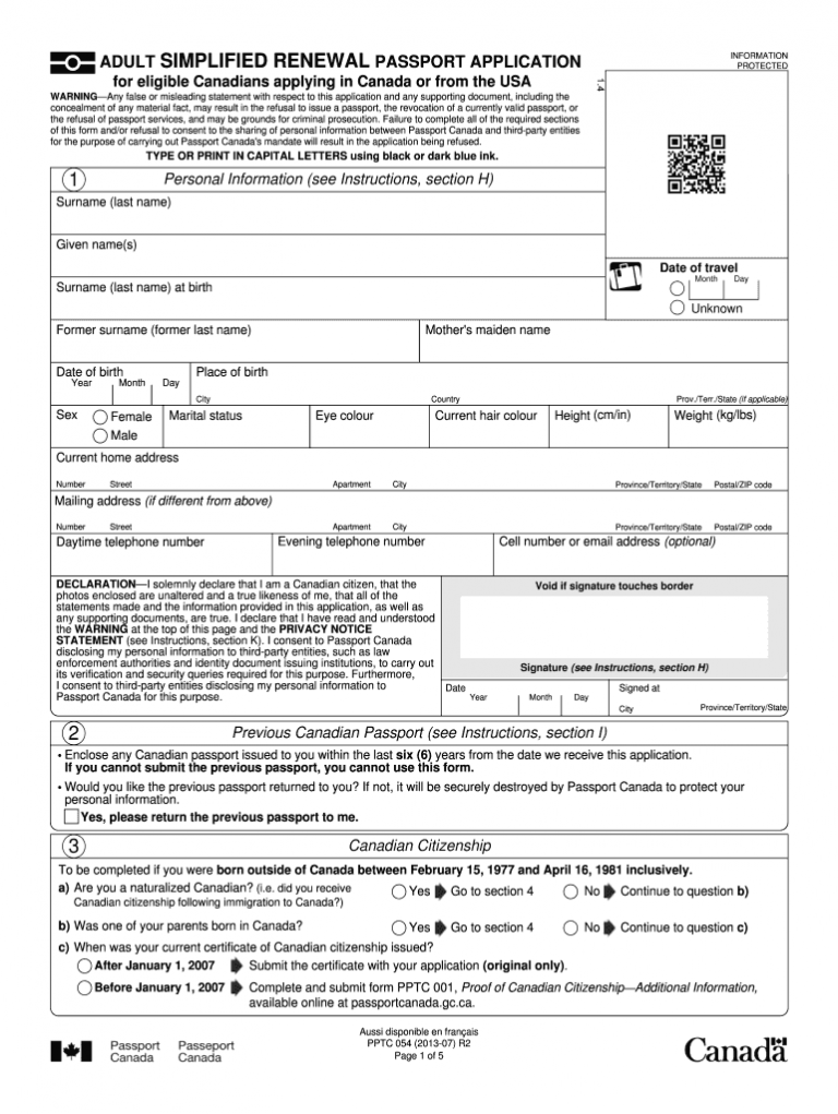 2012 Form Canada PPTC 054 Fill Online Printable Fillable