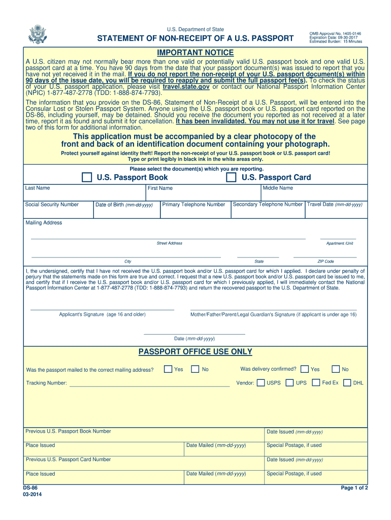 2014 Form DS 86 Fill Online Printable Fillable Blank 2014 Form DS 86 Fill Online Printable Fillable Blank