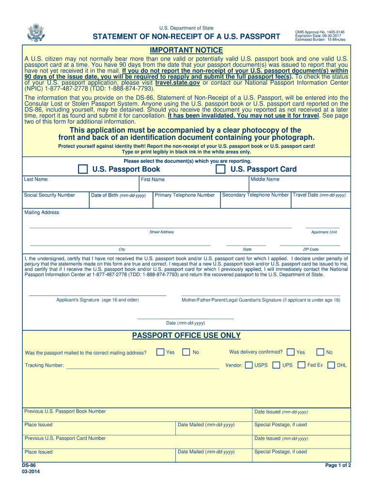 2014 Form DS 86 Fill Online Printable Fillable Blank 