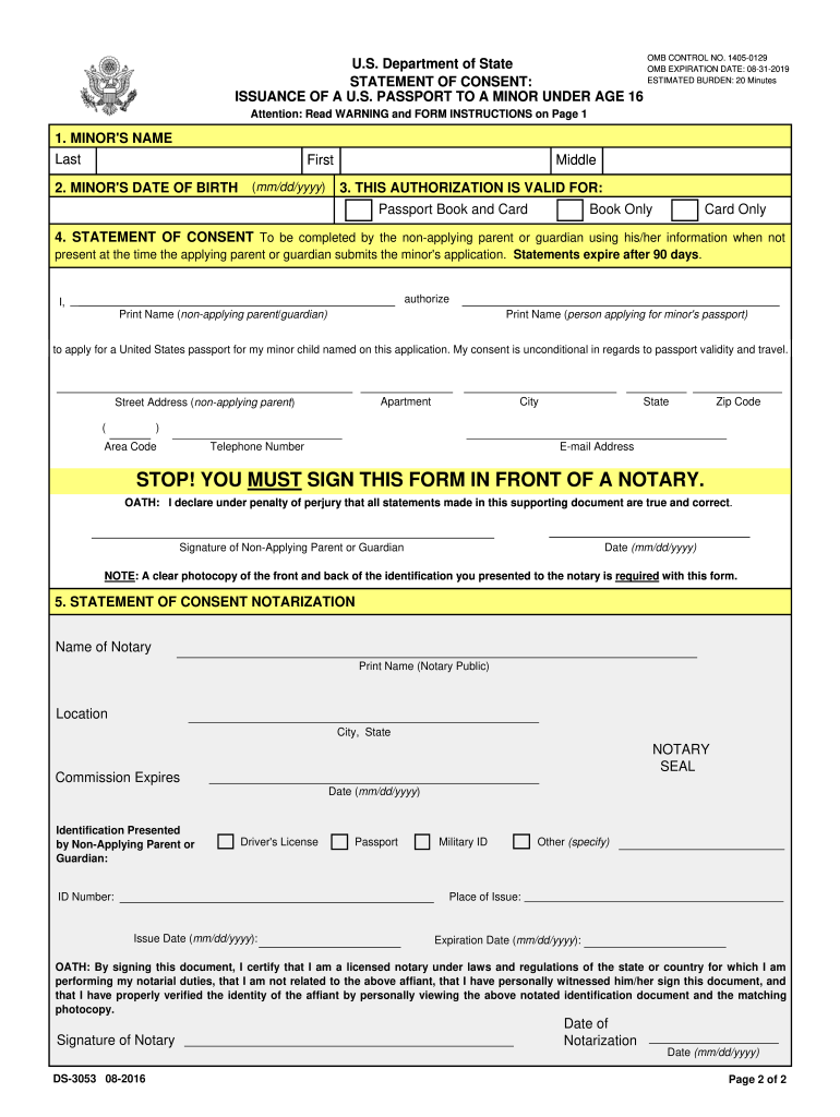 2016 2020 Form DS 3053 Fill Online Printable Fillable 