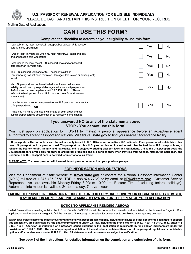 2016 Form DS 82 Fill Online Printable Fillable Blank 