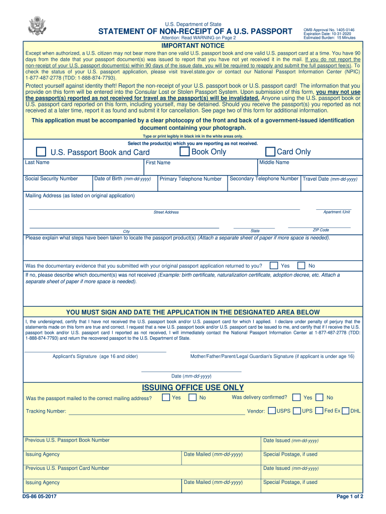 2017 2020 Form DS 86 Fill Online Printable Fillable 2017 2020 Form DS 86 Fill Online Printable Fillable