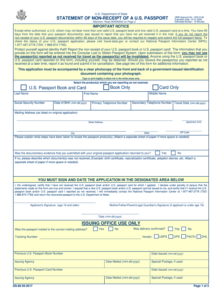 2017 2020 Form DS 86 Fill Online Printable Fillable 