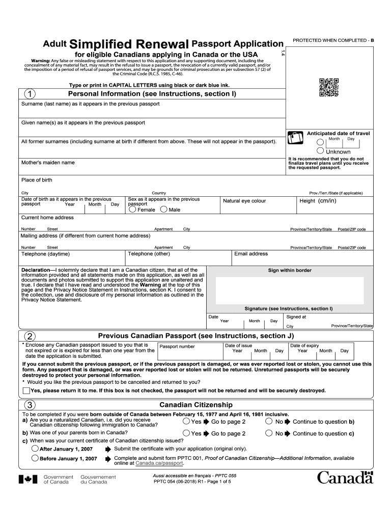 2018 2020 Form Canada PPTC 054 Fill Online Printable 