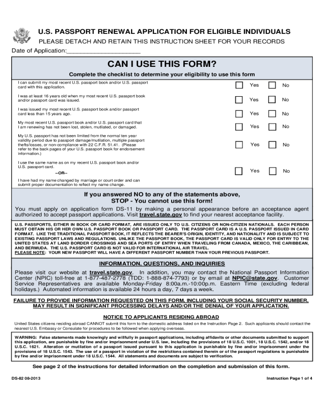 2020 Passport Renewal Form Fillable Printable PDF