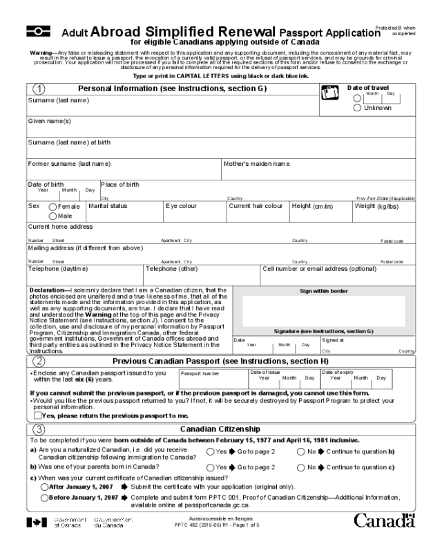 2020 Passport Renewal Form Fillable Printable PDF 