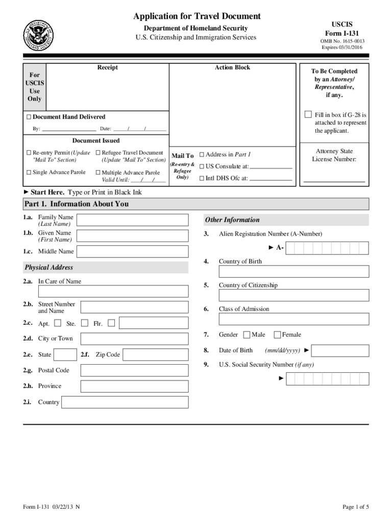 2020 Travel Document Application Form Fillable 