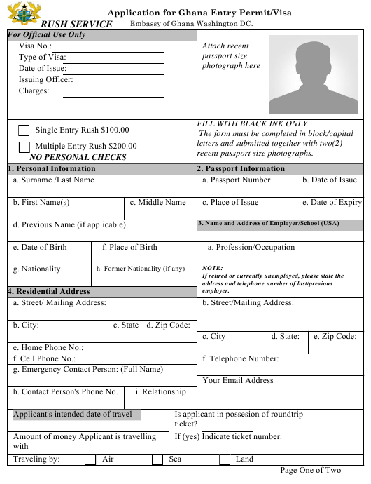 Application Form For Ghana Entry Permit Visa Embassy Of Application Form For Ghana Entry Permit Visa Embassy Of
