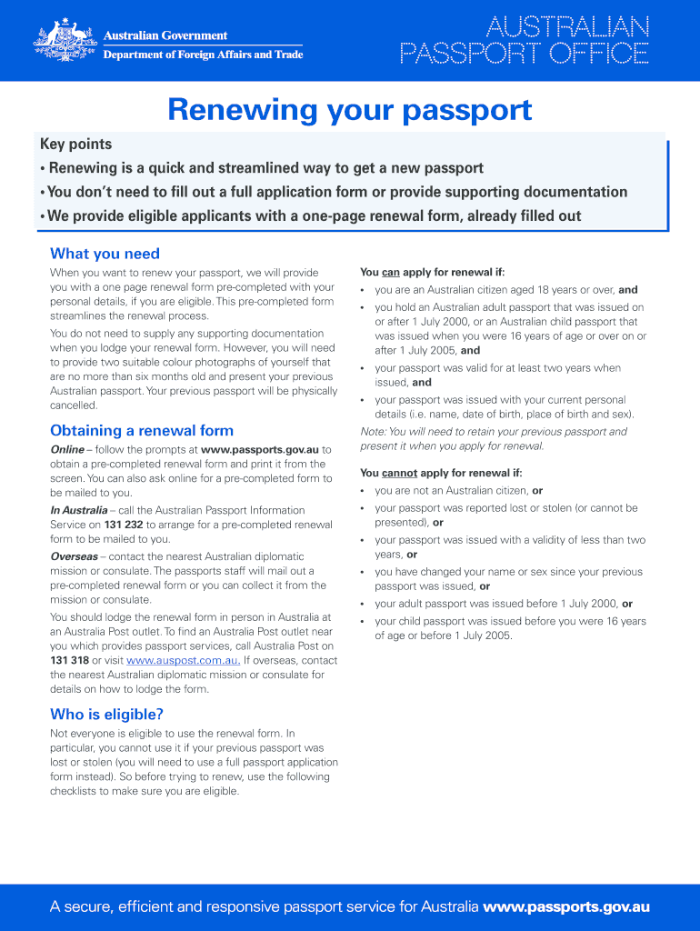 Australian Passport Renew Form 2020 Fill And Sign 