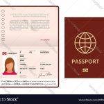 Blank Open Passport Template International Vector Image On