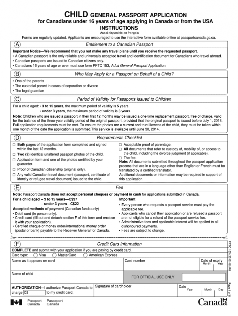 Canadian Passport Application Form Fill Out And Sign