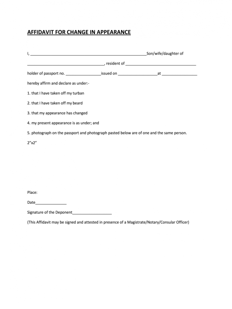 Change Of Appearance Signature Form Fill Out And Sign