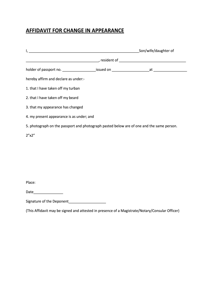 Change Of Appearance Signature Form Fill Out And Sign 