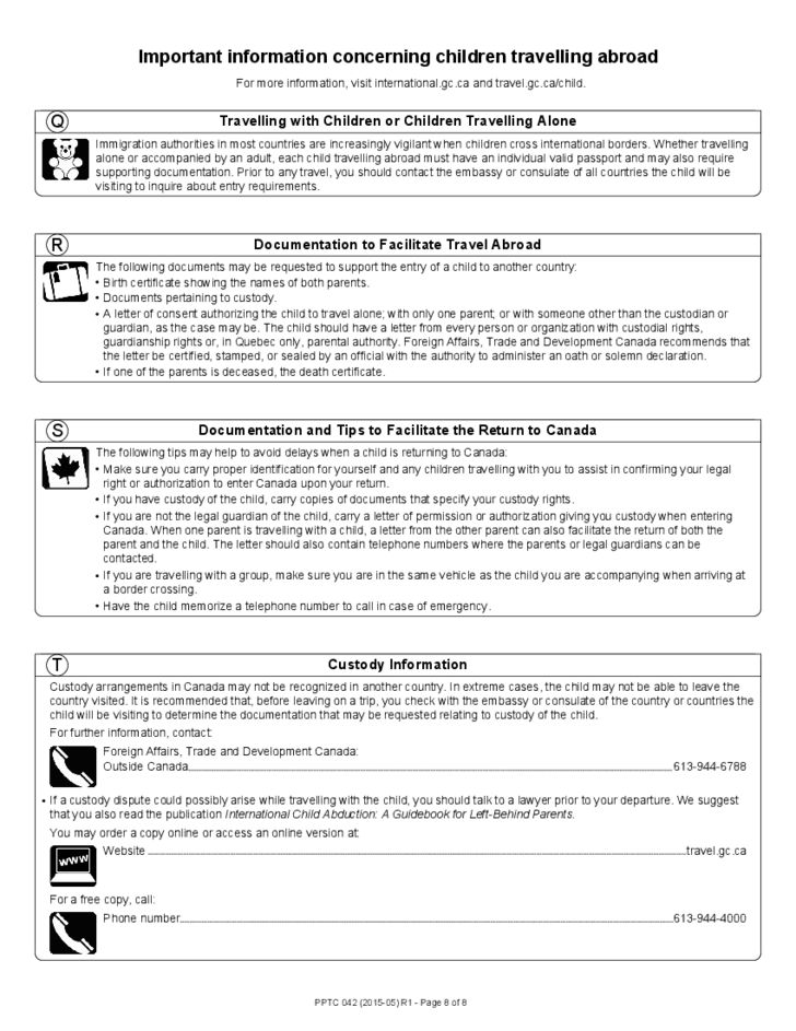 Child Abroad General Passport Application For Canadians 