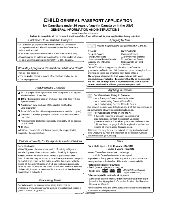 Child Passport Renewal Application Form