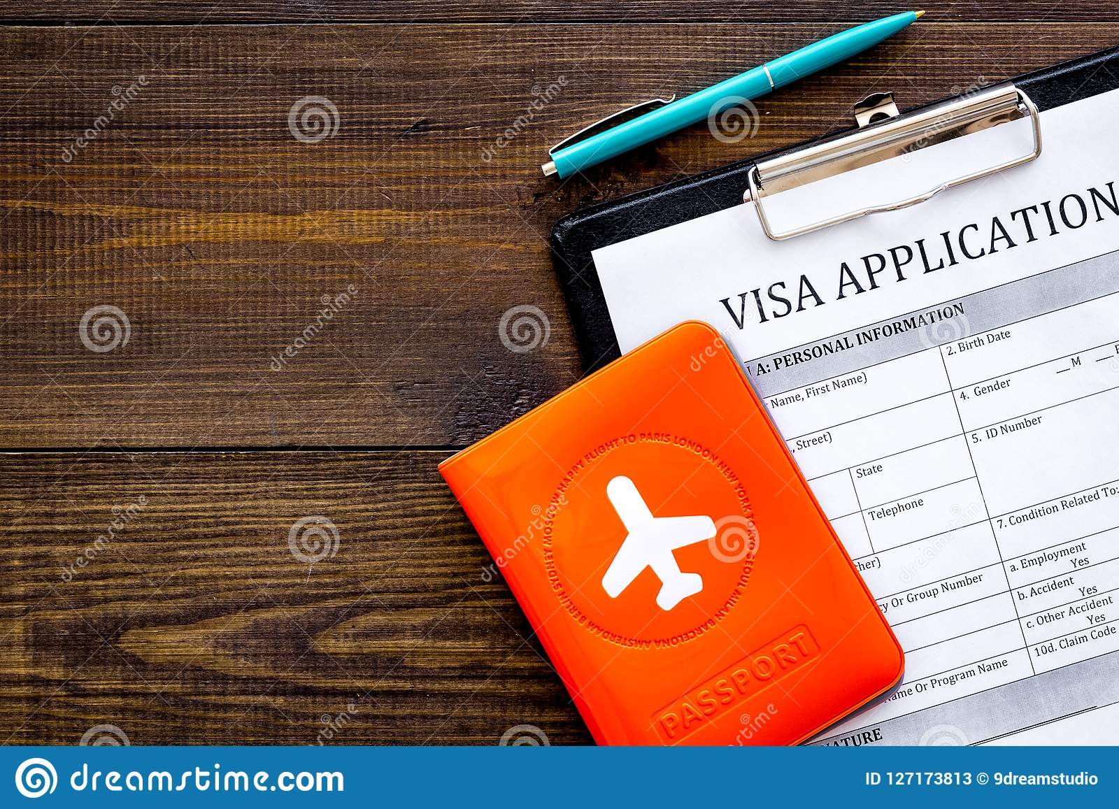 Fill Visa Application Form Empty Blank Near Passport 