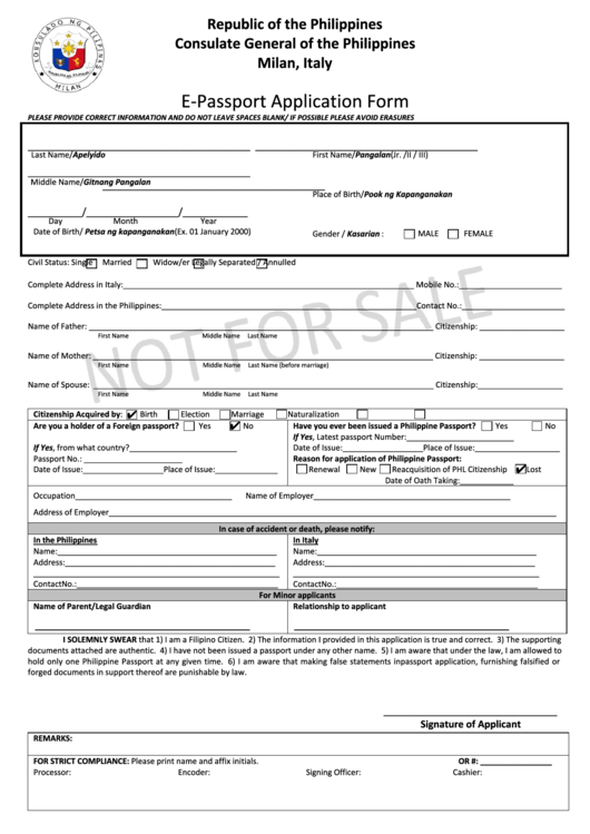 Fillable E Passport Application Form Printable Pdf Download