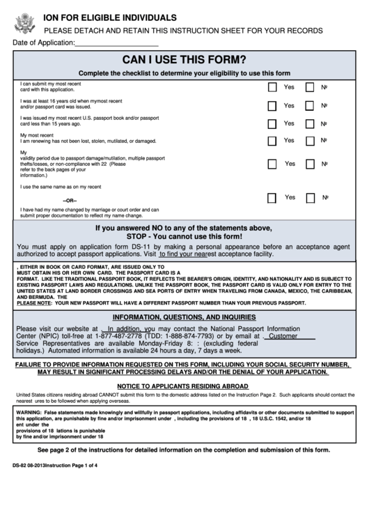 Form Ds 82 U S Passport Renewal Application For Form Ds 82 U s Passport Renewal Application For