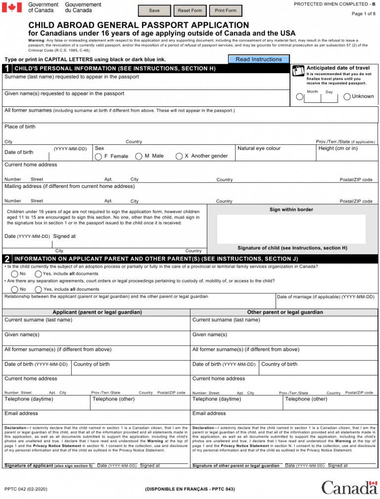 Form PPTC042 Download Fillable PDF Or Fill Online Child