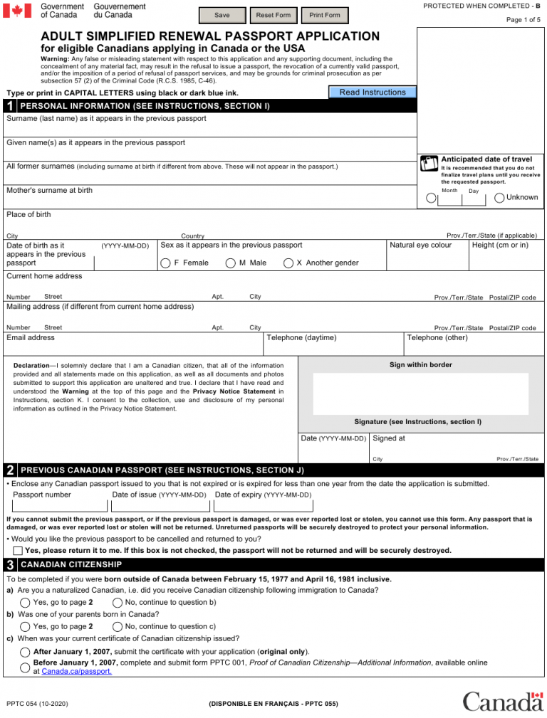 Form PPTC054 Download Fillable PDF Or Fill Online Adult