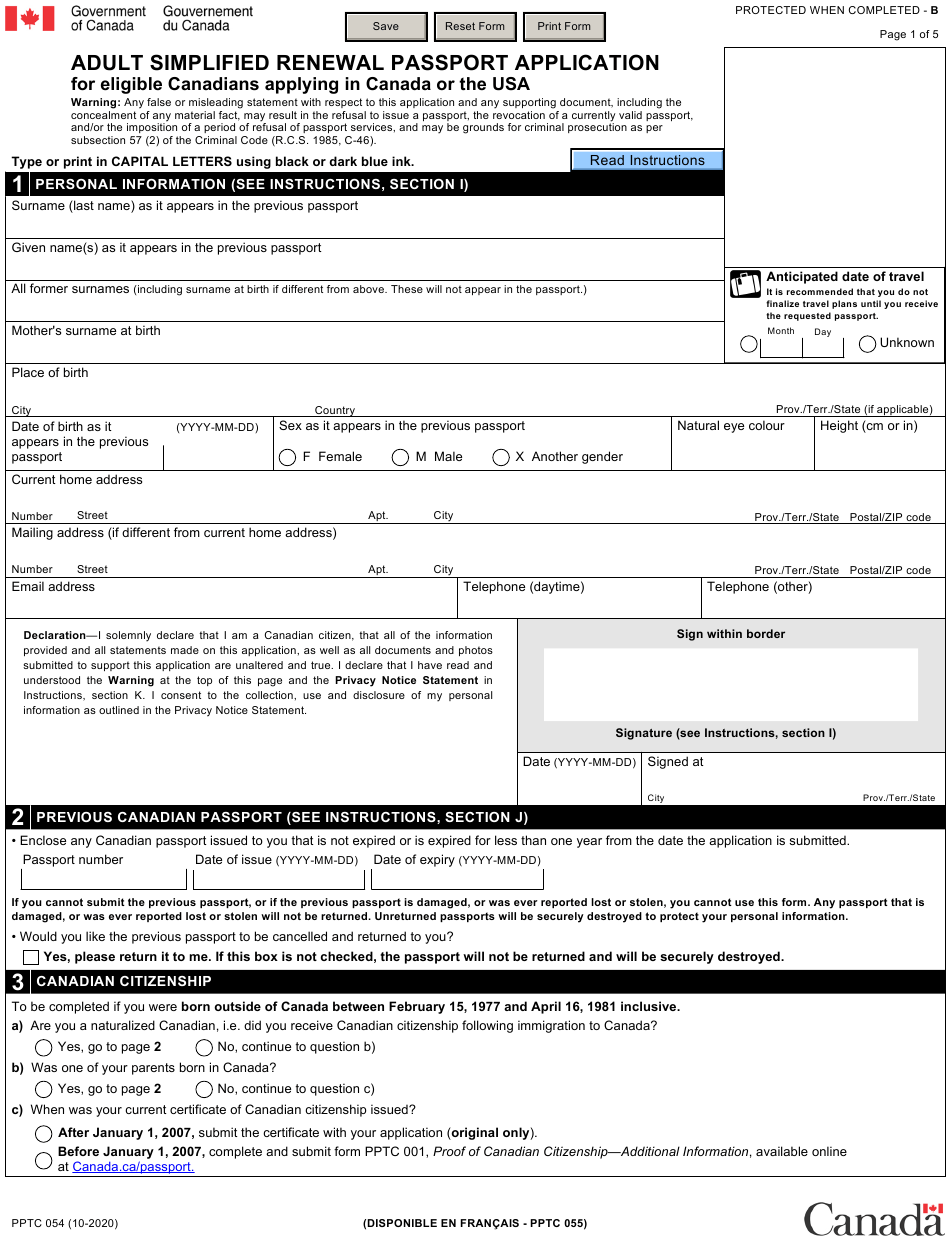 Form PPTC054 Download Fillable PDF Or Fill Online Adult Form PPTC054 Download Fillable PDF Or Fill Online Adult