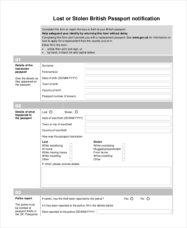 FREE 7 Sample Passport Renewal Forms In PDF