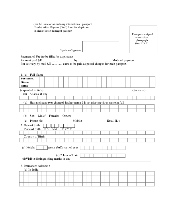 FREE 8 Sample Lost Passport Forms In PDF