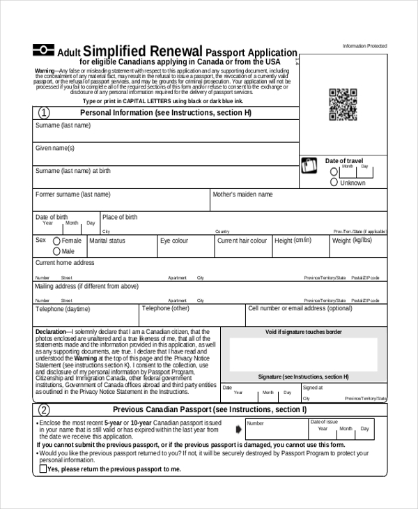 FREE 9 Sample Passport Renewal Forms In PDF MS Word