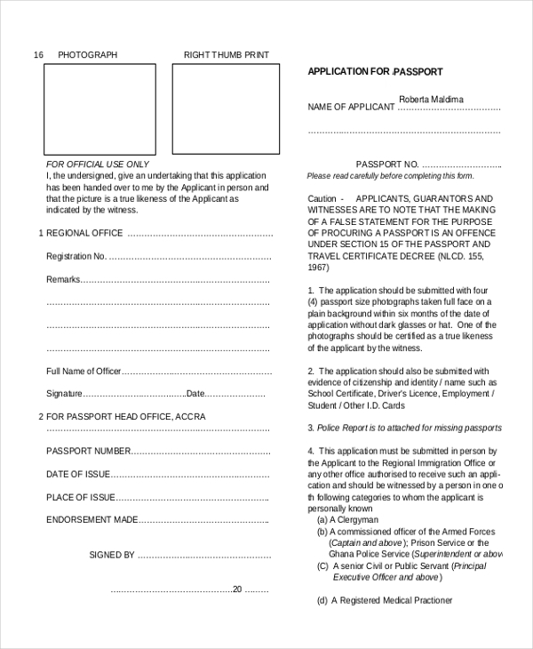 FREE 9 Sample Passport Renewal Forms In PDF MS Word