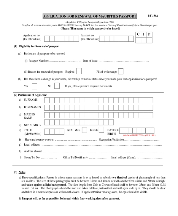 FREE 9 Sample Passport Renewal Forms In PDF MS Word