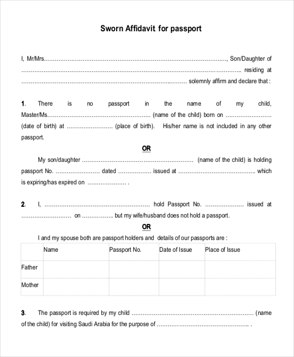 FREE 9 Sample Sworn Affidavit Forms In PDF MS Word