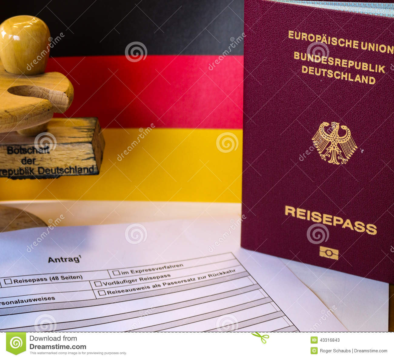 German Passport Application Form With Passport Stock Photo 