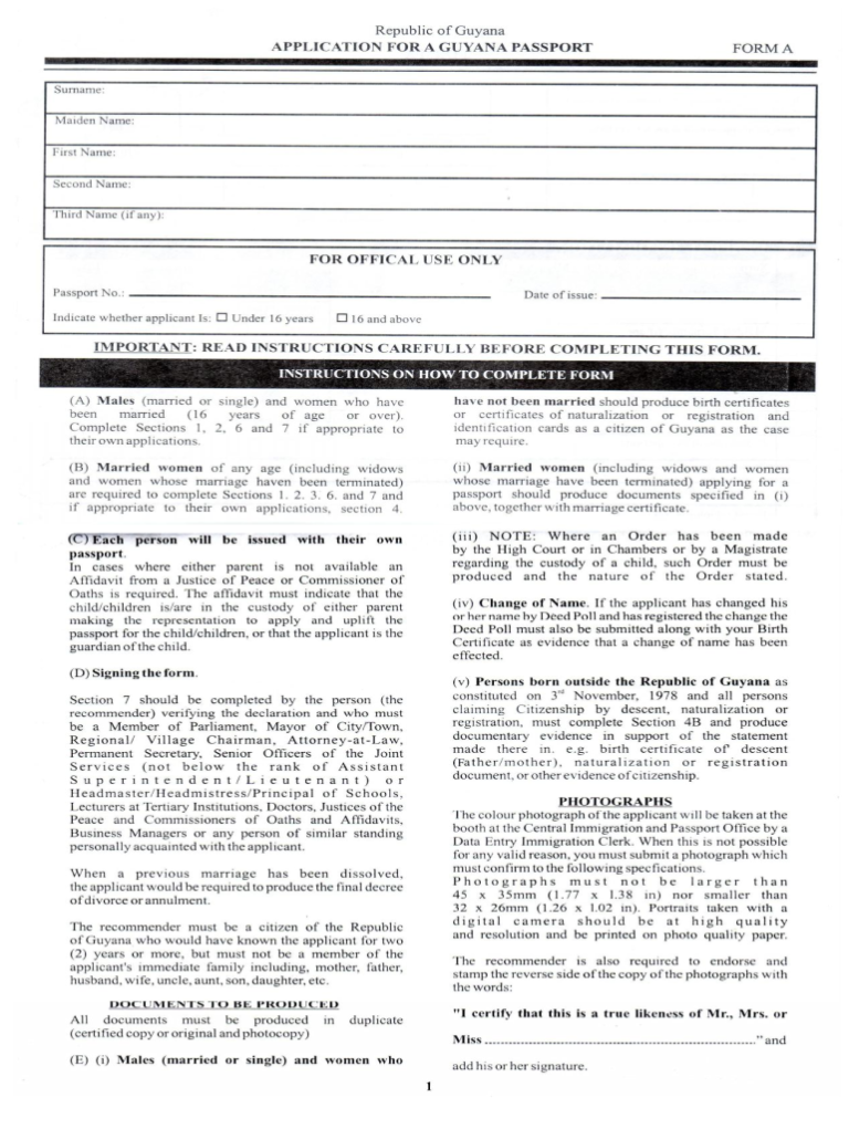Guyana Passport Form Fill Online Printable Fillable Guyana Passport Form Fill Online Printable Fillable