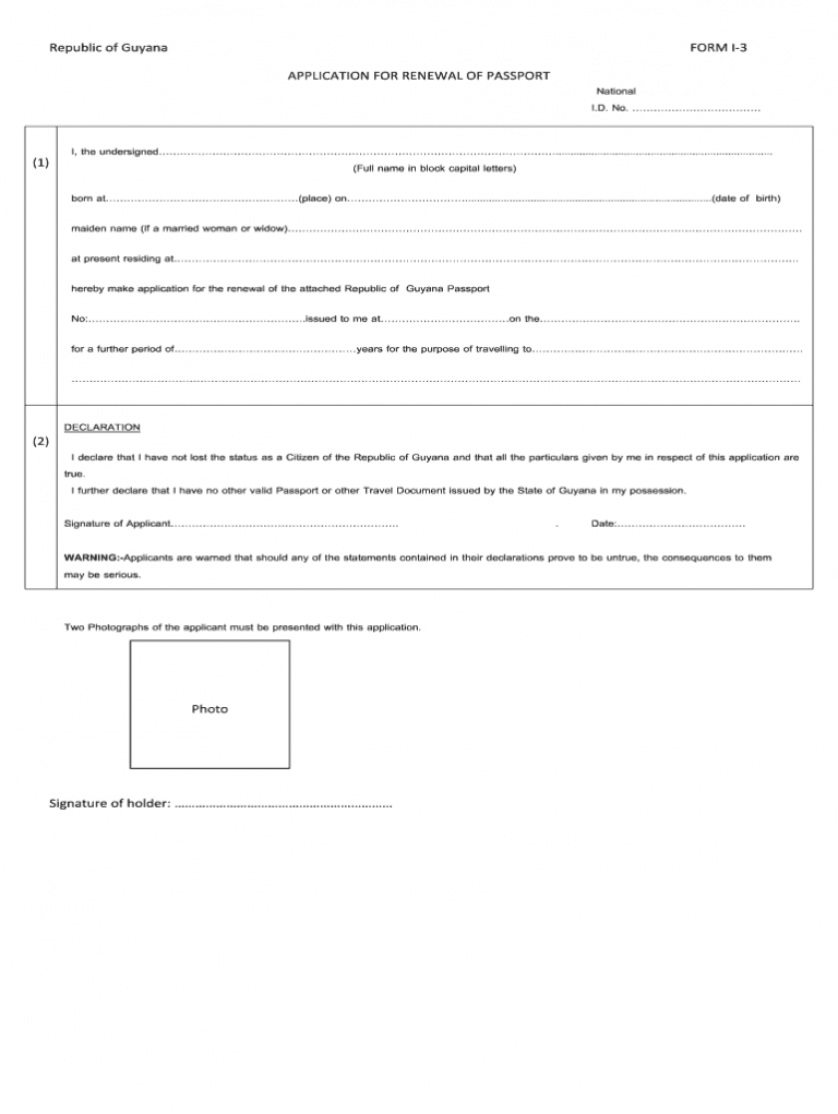 Guyana Passport Renewal Fill Out And Sign Printable PDF