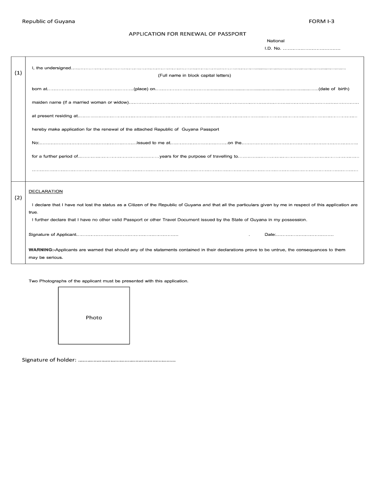Guyana Passport Renewal Fill Out And Sign Printable PDF 