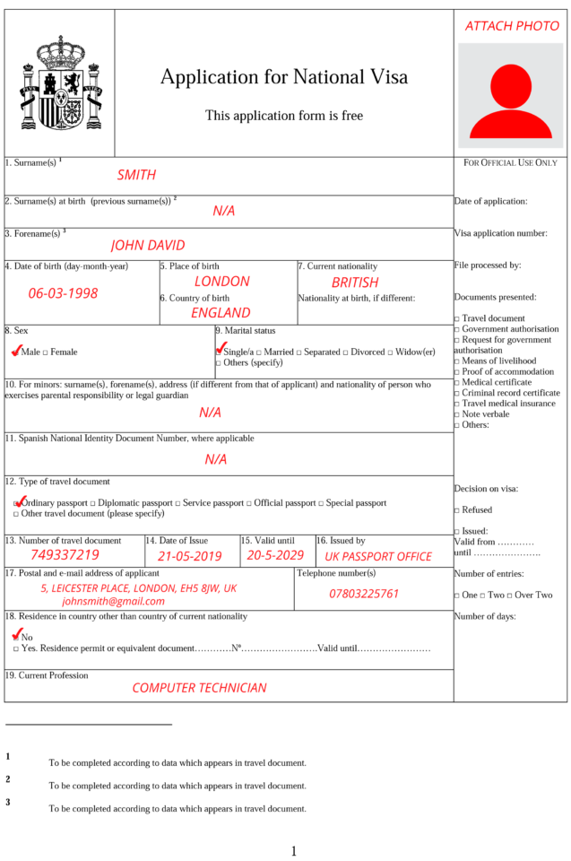 How To Fill In The Application For National Visa Form Spain How To Fill In The Application For National Visa Form Spain