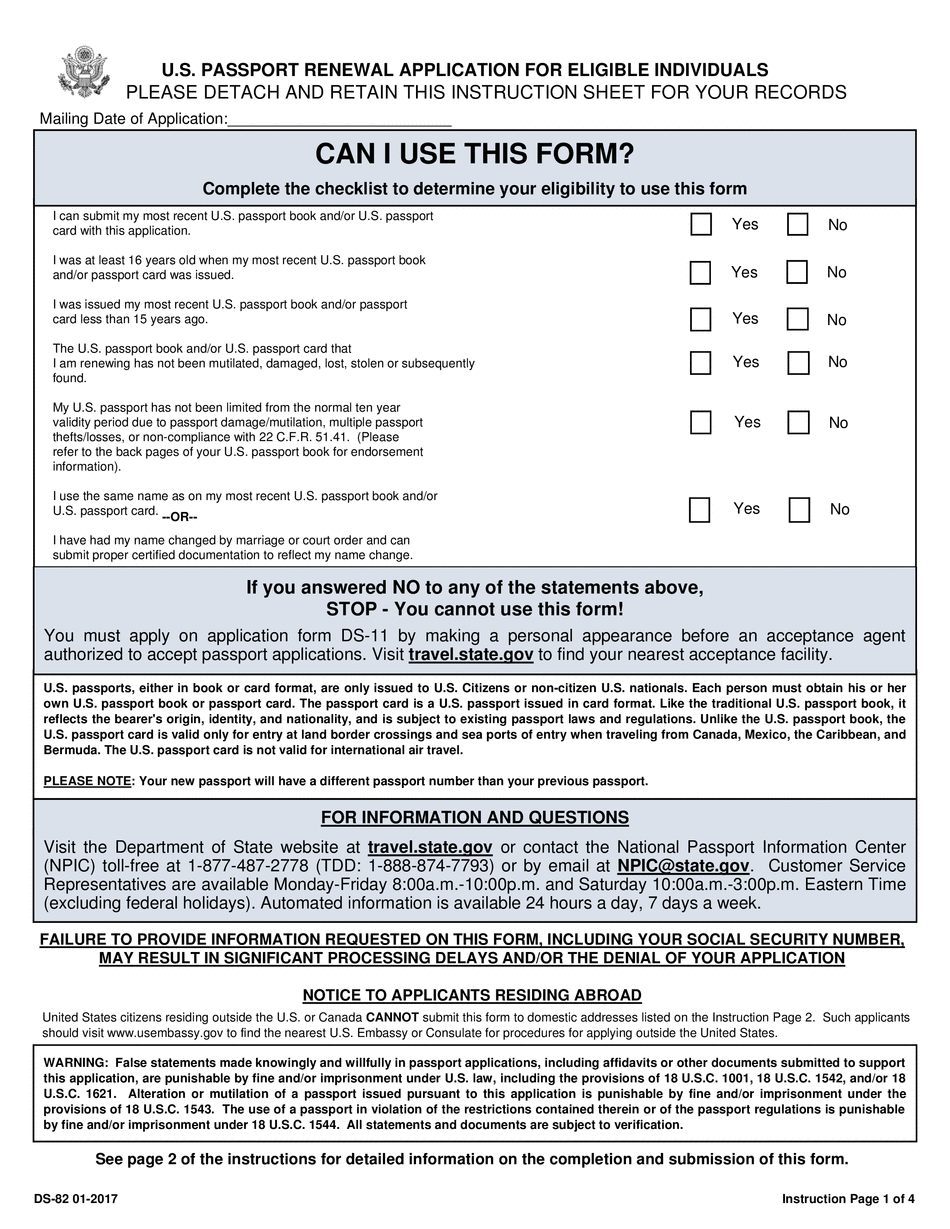 How To Fill US Passport Renewal Form You Calendars