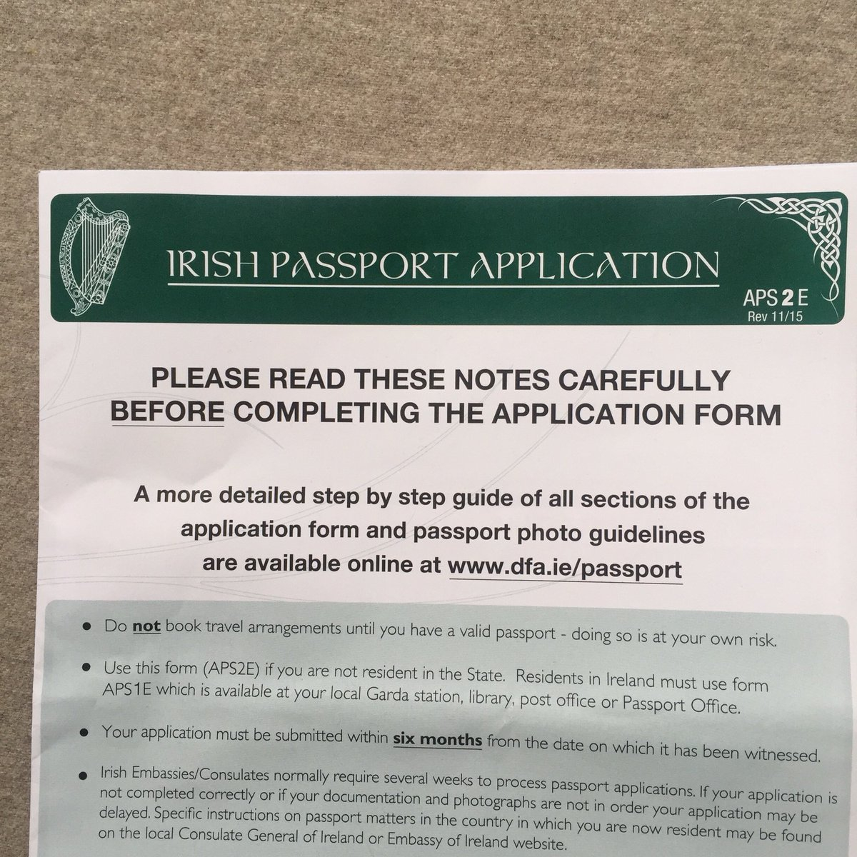 Irish Passport Application Form Australia