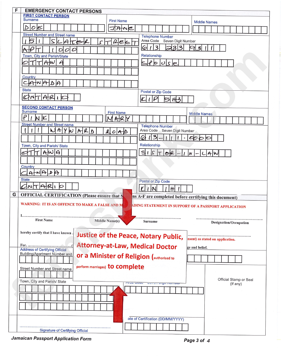 Jamaican Passport Application Form Information Sheet Www 