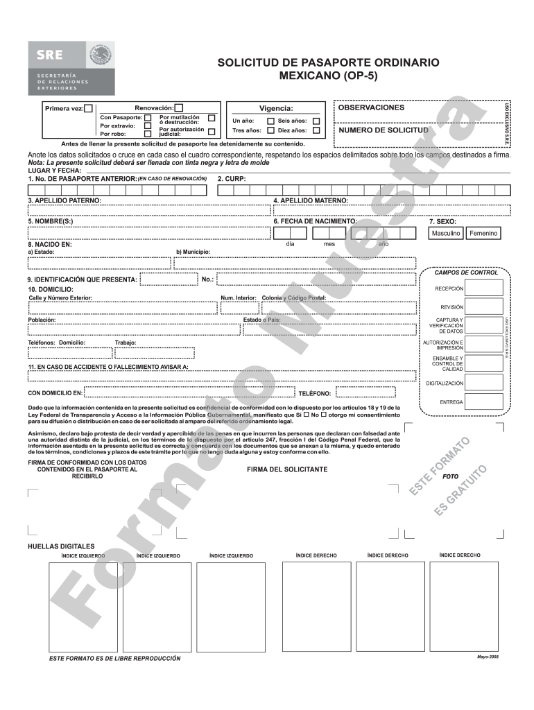 Mexican Passport Renewal Application Form op 5 